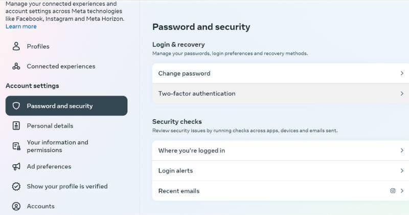 Dok. Account Center Instagram